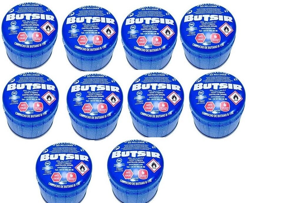 Cartucho Gas 190 G con Valvula Butsir 10 CARTUCHOS