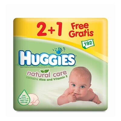 HUGGIES NATURAL CARE 2 + 1 192 UNIDADES