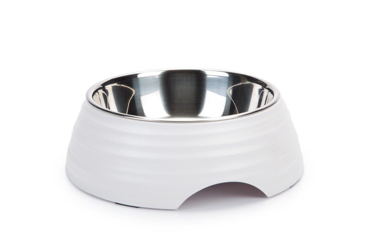 K&BZ BZ MELAMINA PLATO PARA PERRO, 700 ML RIMPU BLANCO AL: 7.5 CM 700ML �: 22 CM