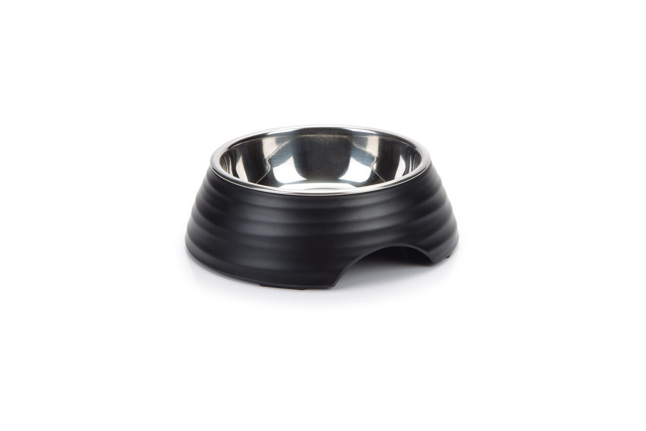 K&BZ BZ MELAMINA PLATO PARA PERRO, RIMPU NEGRO AL: 4.5 CM 160ML �: 14 CM