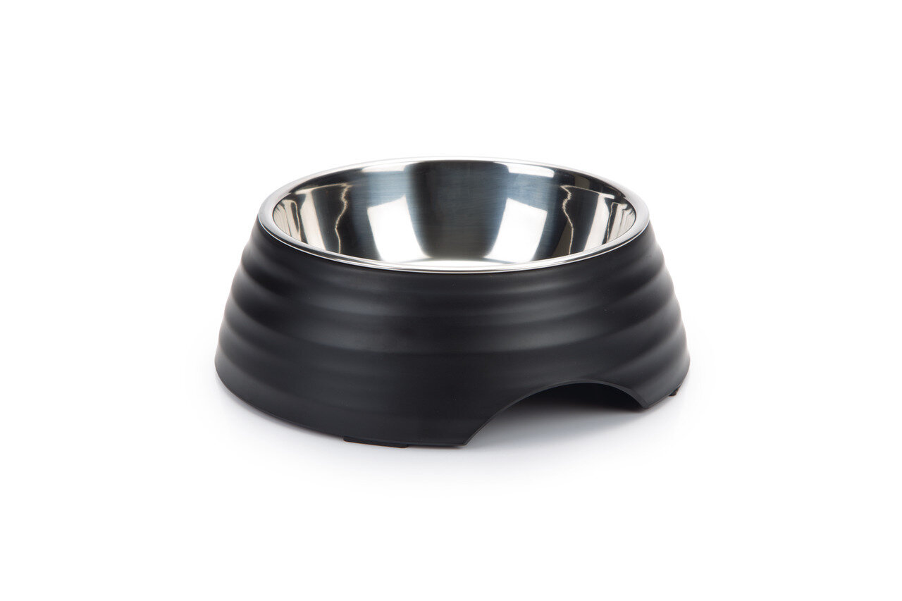 K&BZ BZ MELAMINA PLATO PARA PERRO, RIMPU NEGRO AL: 6.5 CM 350ML �: 18 CM