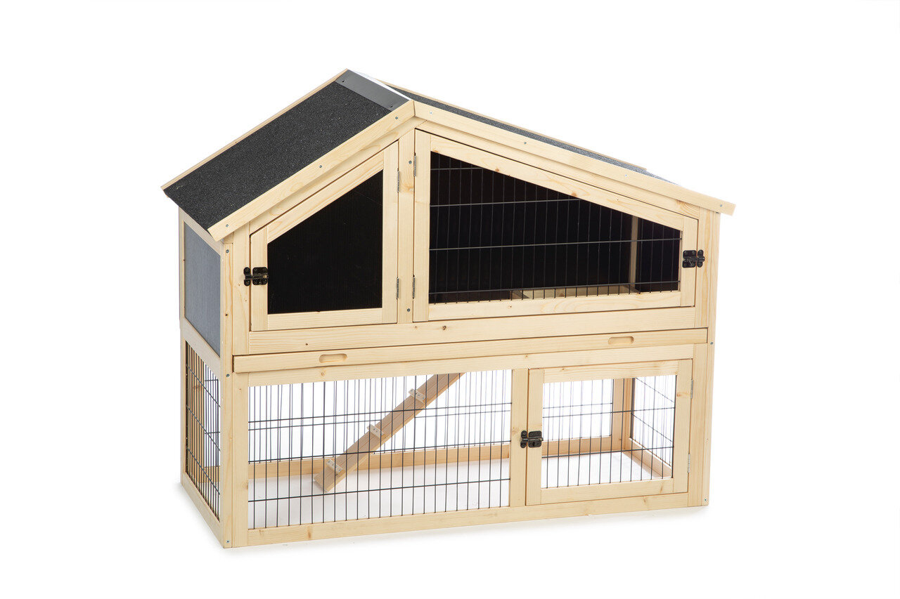 K&BZ CAJA DE MADERA PARA CONEJO DURKA, 122 X 52 X 98 CM NEGRO