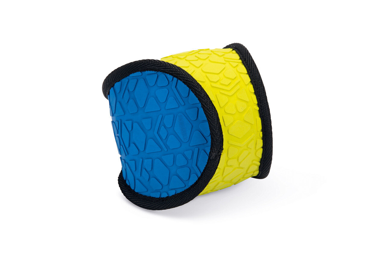K&BZ BZ FETCH PELOTA DE GOMA, 16CM AZUL/AMARILLO