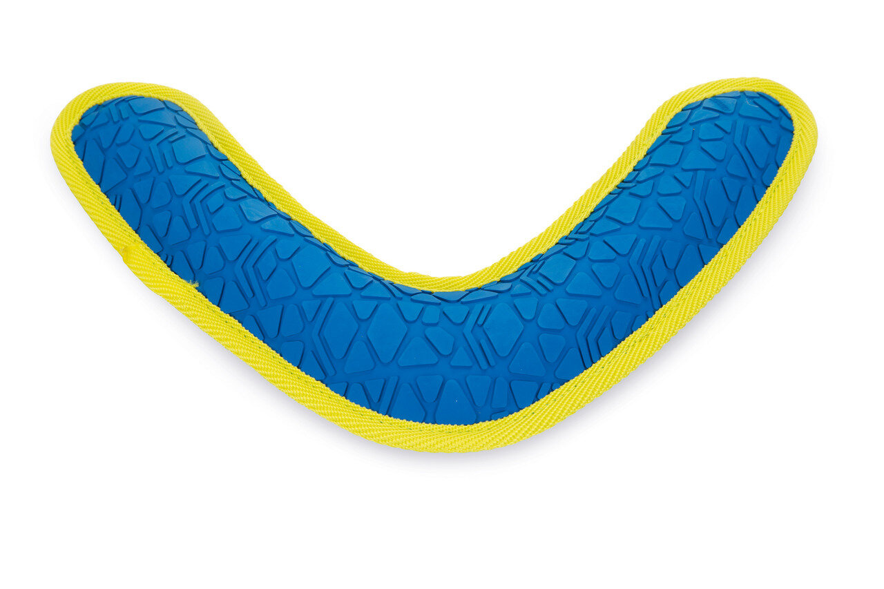 K&BZ BZ FETCH BOOMERANG DE GOMA, 25CM AZUL/AMARILLO