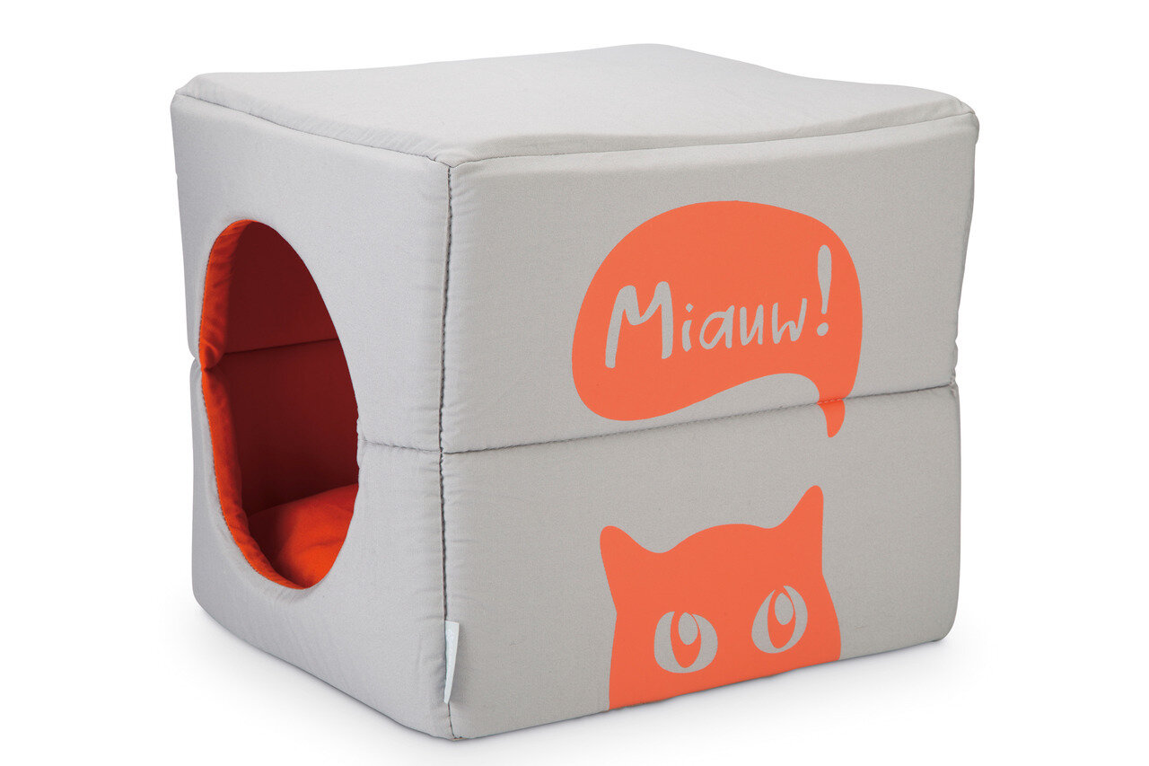 K&BZ BZ CASA PARA GATO GILLO, GRIS -NARANJA, 37 X 33 X 33CM