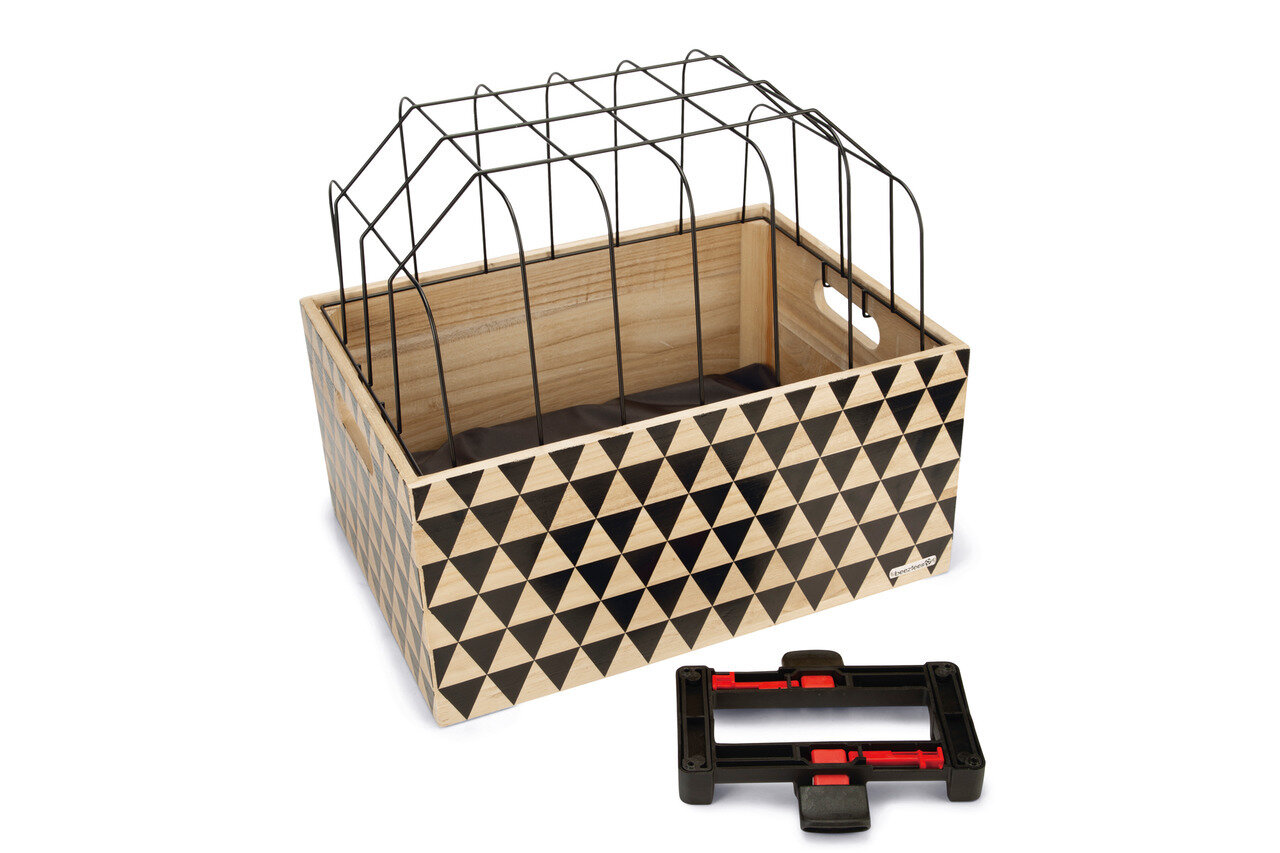 K&BZ CESTA DE MADERA PARA BICICLETA TOURING, 45 X 33 X 45 CM NEGRO