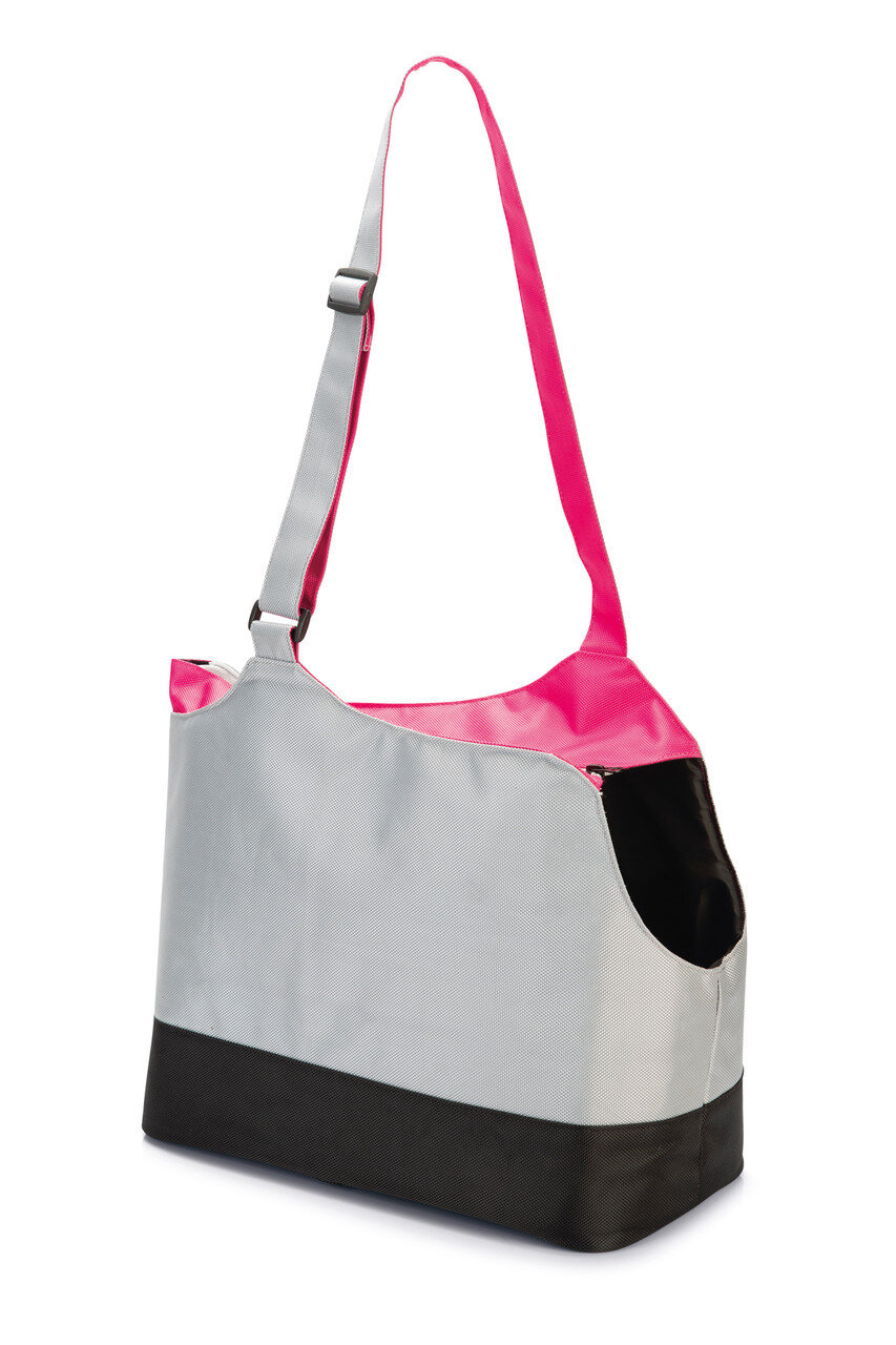K\u0026BZ BOLSO PARA TRANSPORTE ZIZZY GRIS /ROSA, 40 X 20 X 30 CM. NYLON