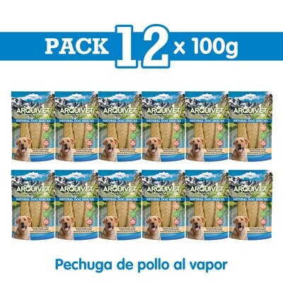 Pack 12 Snacks Pechuga de pollo al vapor 100 g
