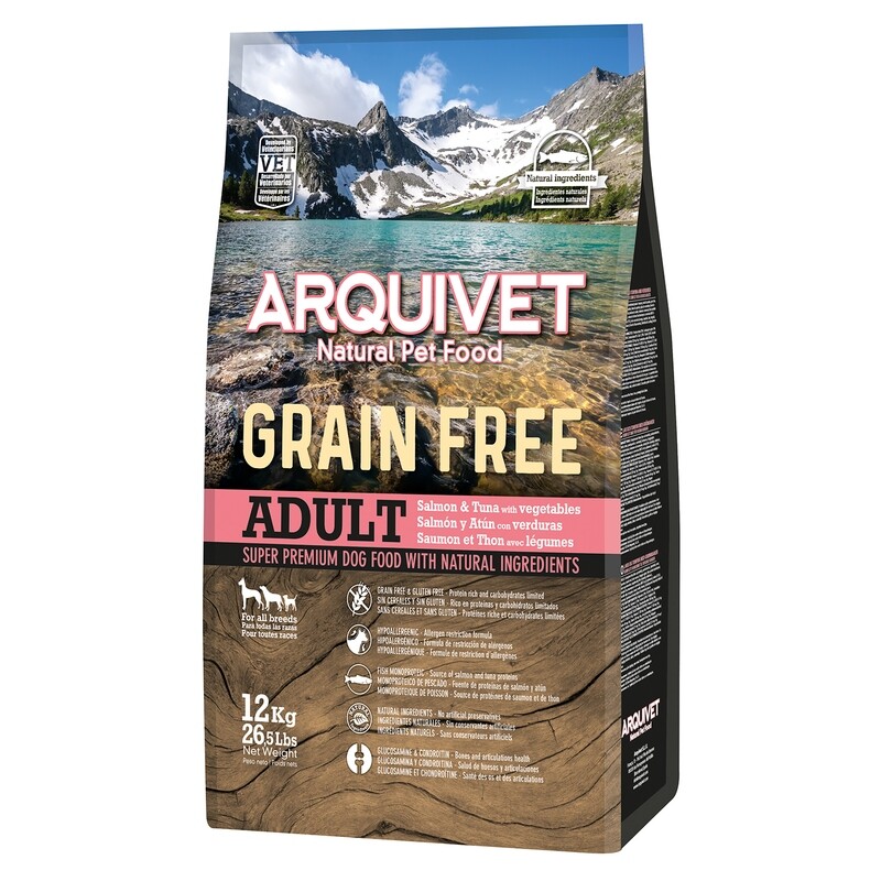 Arquivet-Pienso para perros-Grain Free-Adult-Salm�n y at�n-12 kg