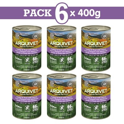 Pack 6 Pavo y ternera con zanahorias 400gr