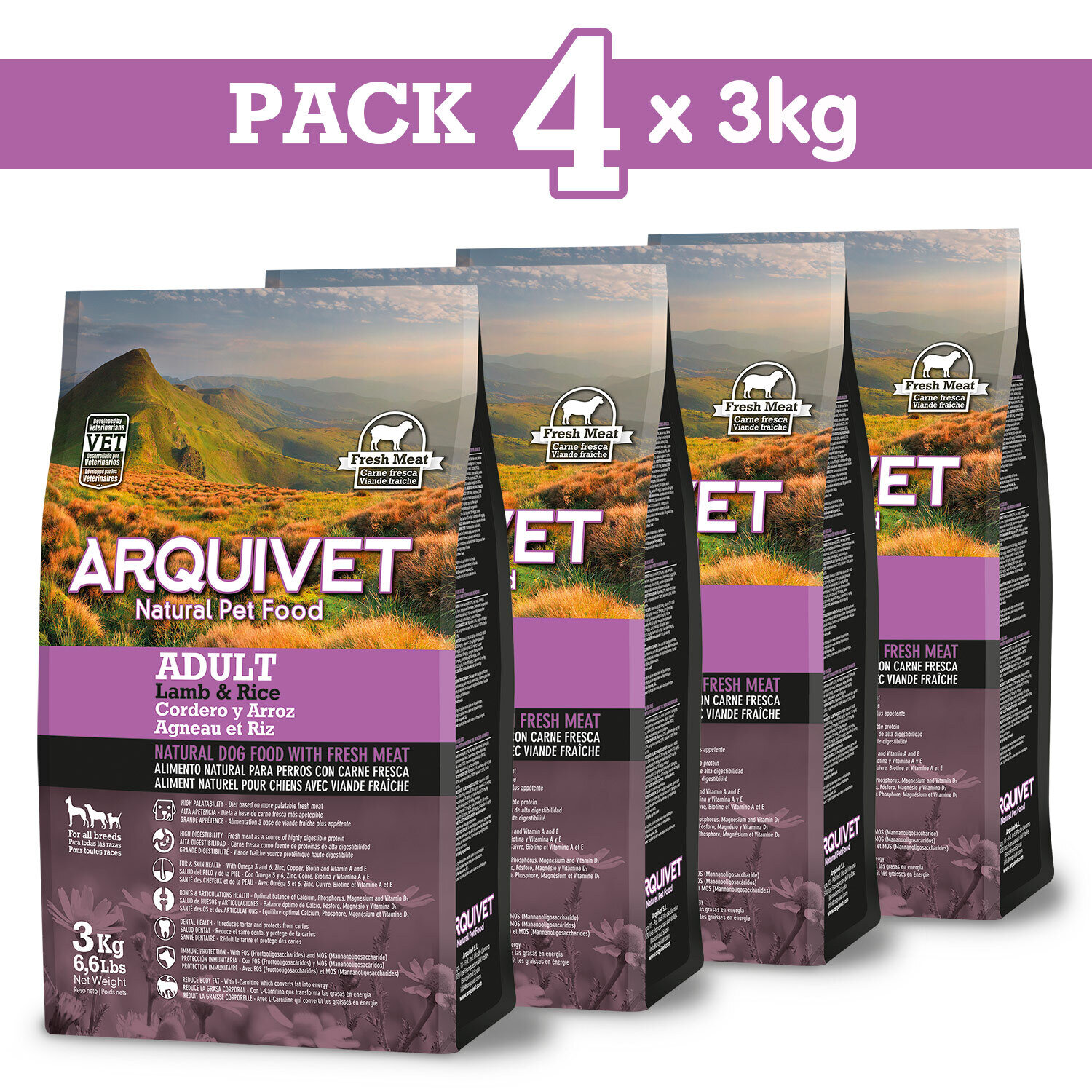 Pack 4 unidades Lamb &  Rice 3Kg