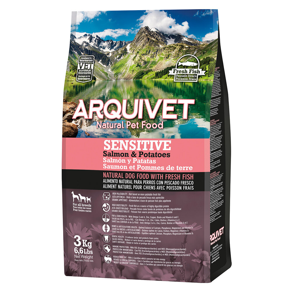 Arquivet - Sensitive - Pienso para perros adultos - Salm�n y patatas - 3 kg