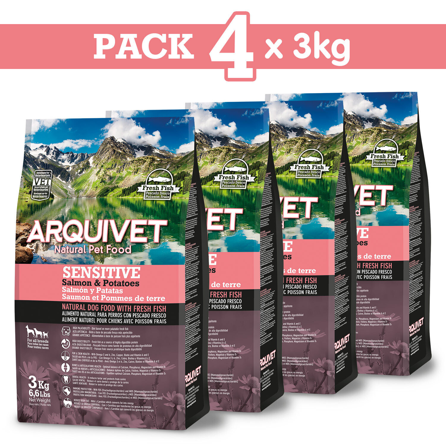 Pack 4 unidades Salm�n y patata 3kg