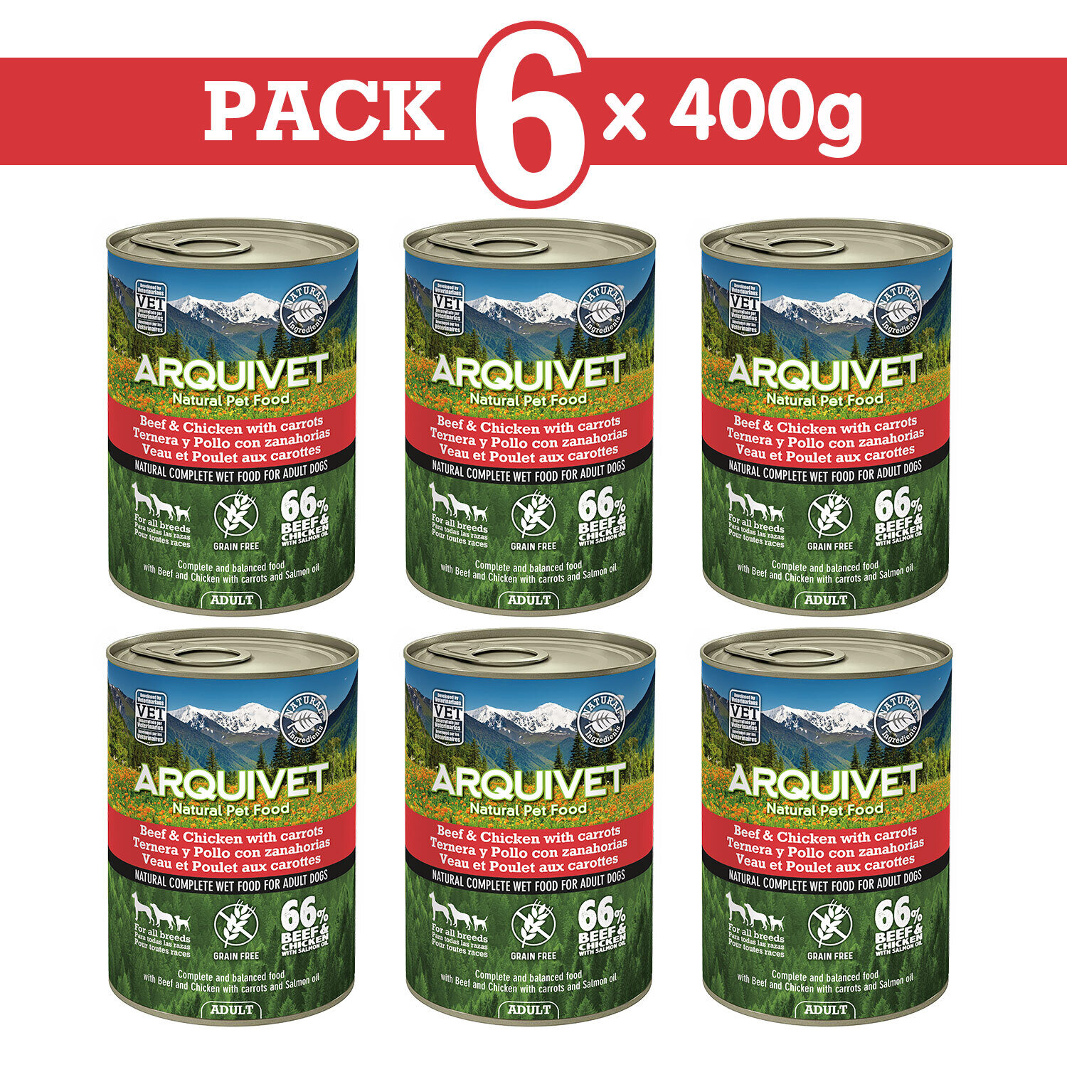 Pack 6 Ternera y pollo con zanahorias 400gr