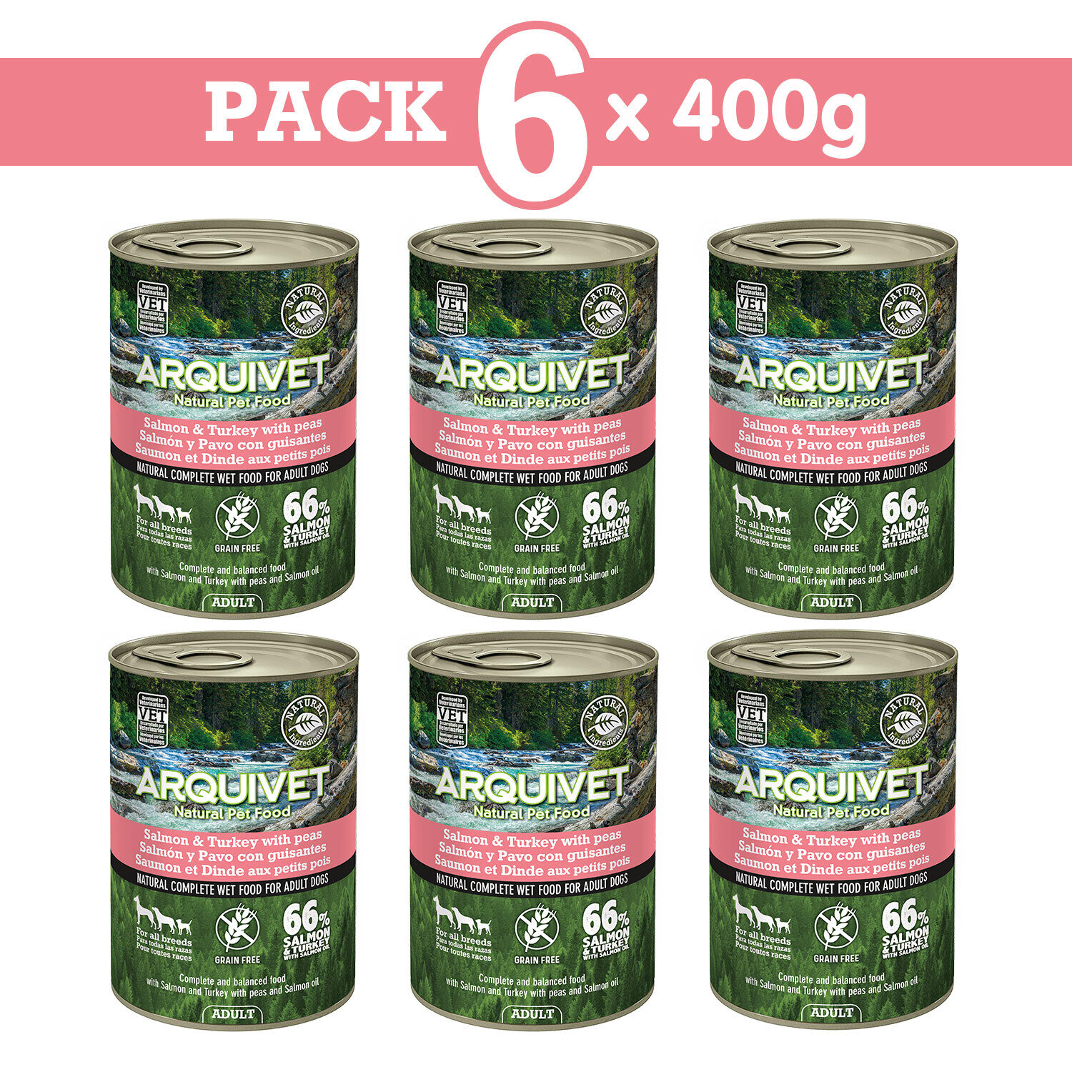 Pack 6 Salm�n y Pavo con guisantes 400gr