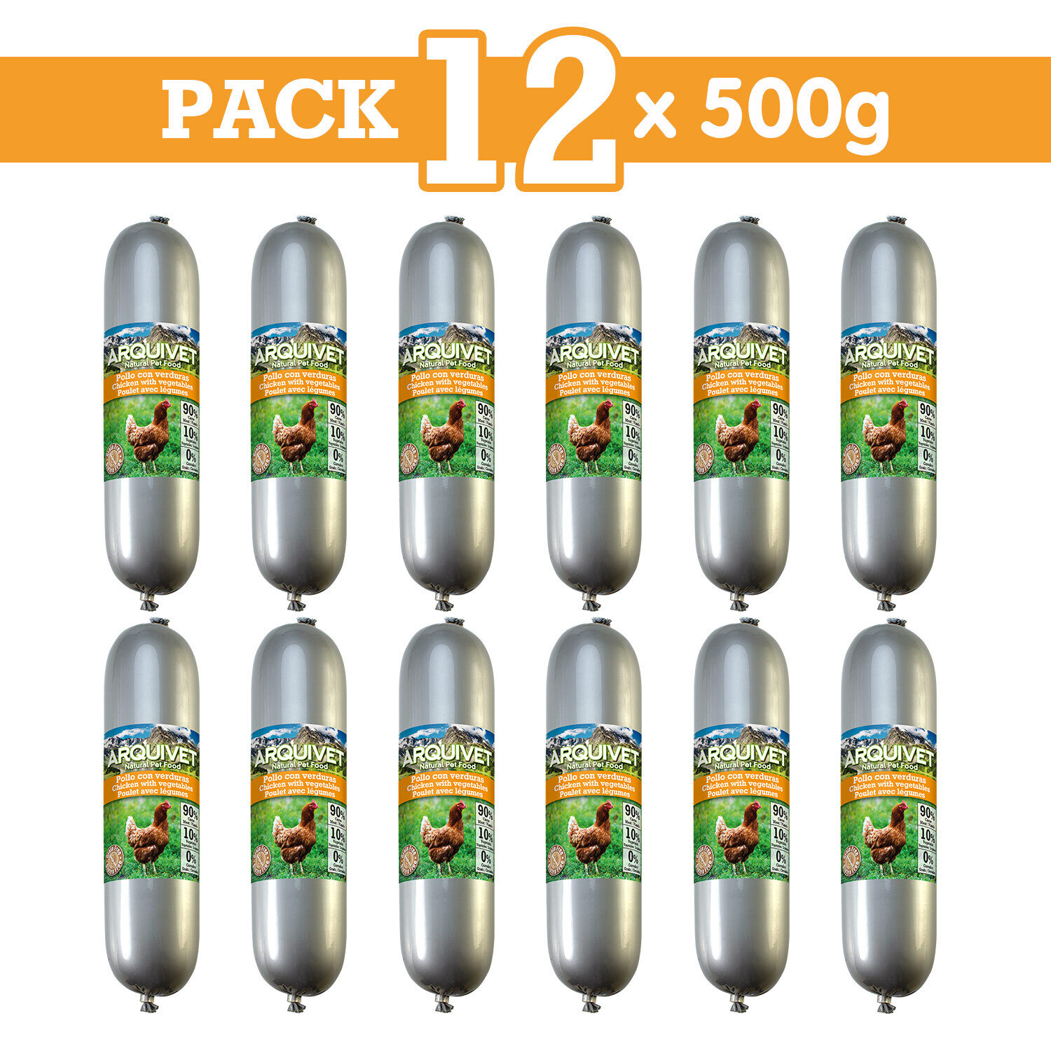 Pack 12 unidades Natural Wet Food Pollo con verduras