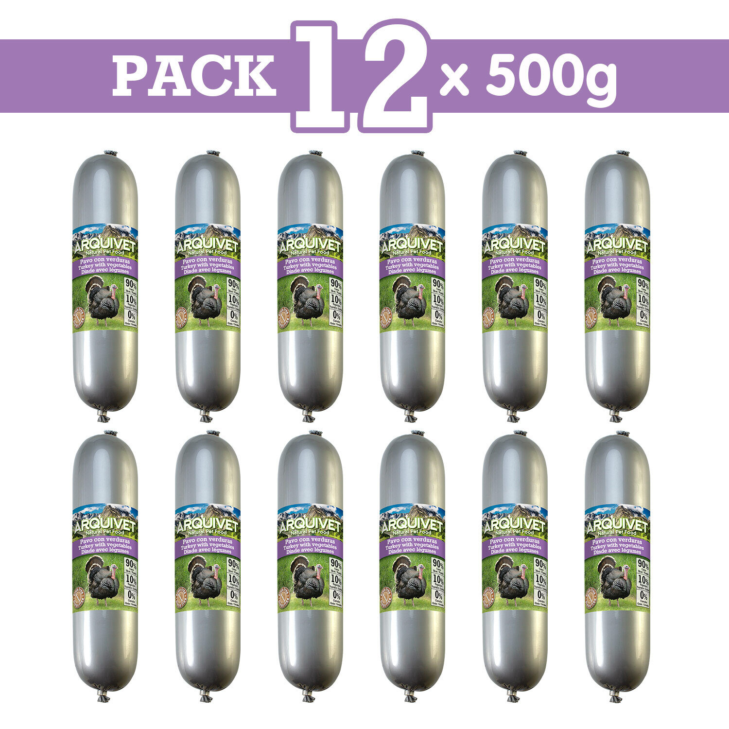 Pack 12 unidades Natural Wet Food Pavo con verduras