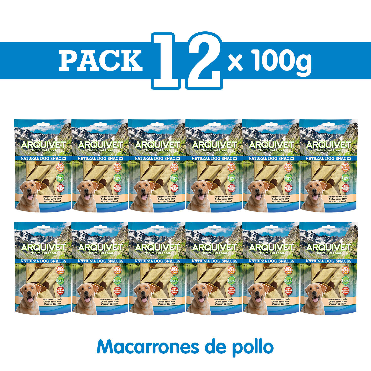 Pack 12 Snacks Macarrones de pollo 100 g Pack 12 Snacks Macarrones de pollo 100 g