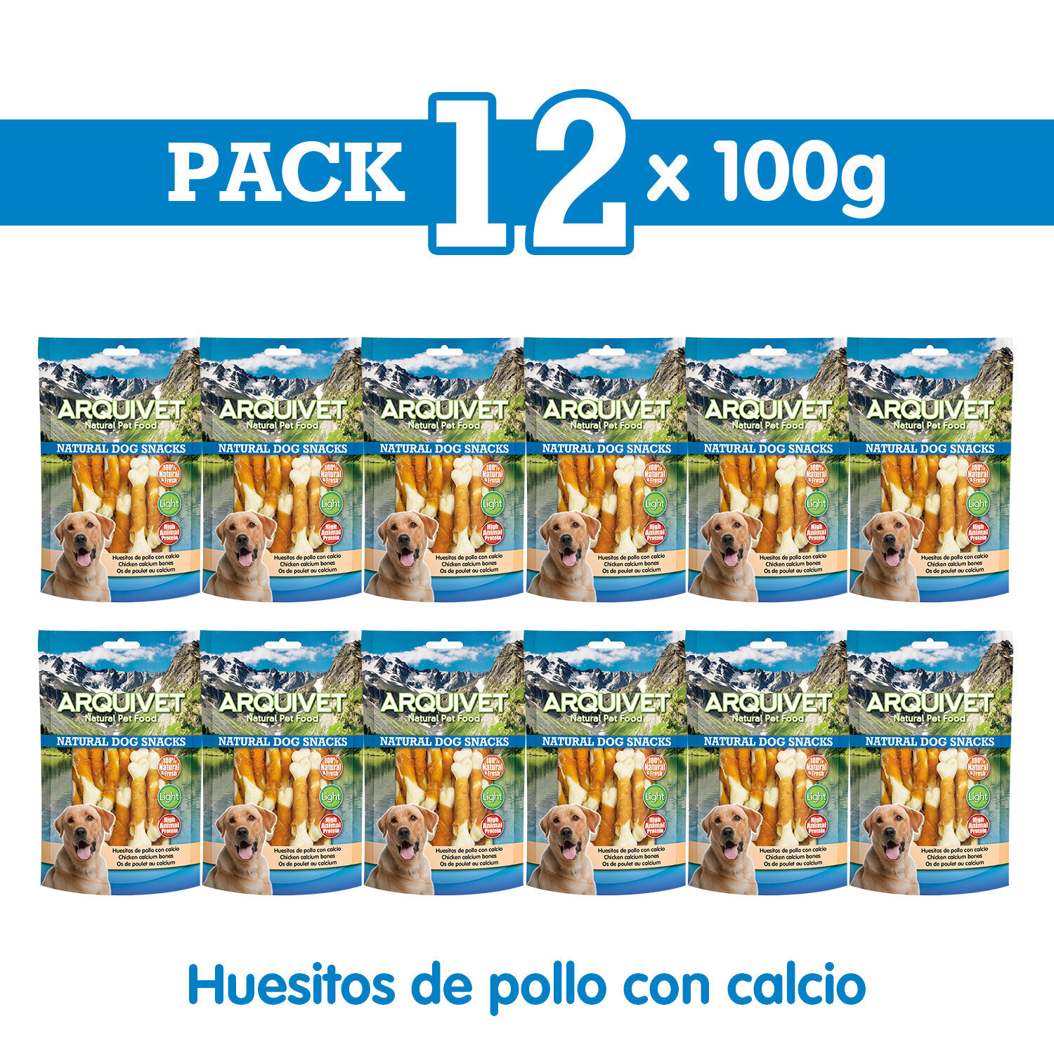 Pack 12 Snacks Huesitos de pollo con calcio 100 g Pack 12 Snacks Huesitos de pollo con calcio 100 g