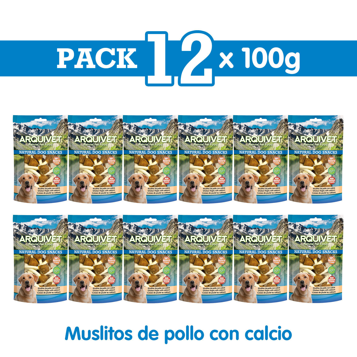 Pack 12 Snacks Muslitos de pollo con calcio 100 g Pack 12 Snacks Muslitos de pollo con calcio 100 g