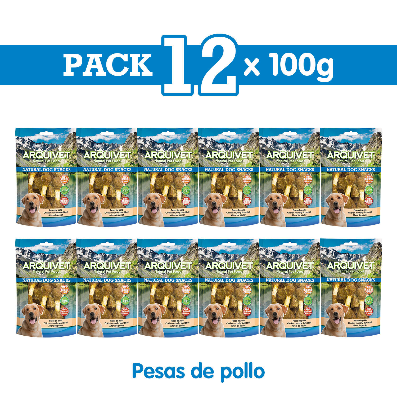 Pack 12 Snacks pesas de pollo 100 g Pack 12 Snacks pesas de pollo 100 g