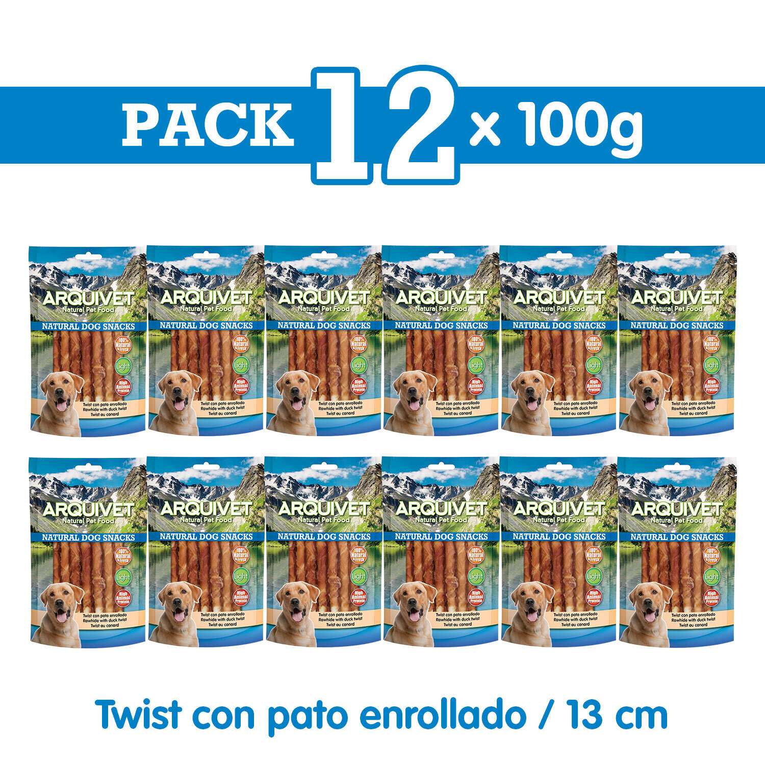 Pack 12 Snacks Twist con pato enrollado 13cm 100 g Pack 12 Snacks Twist con pato enrollado 13cm 100 g