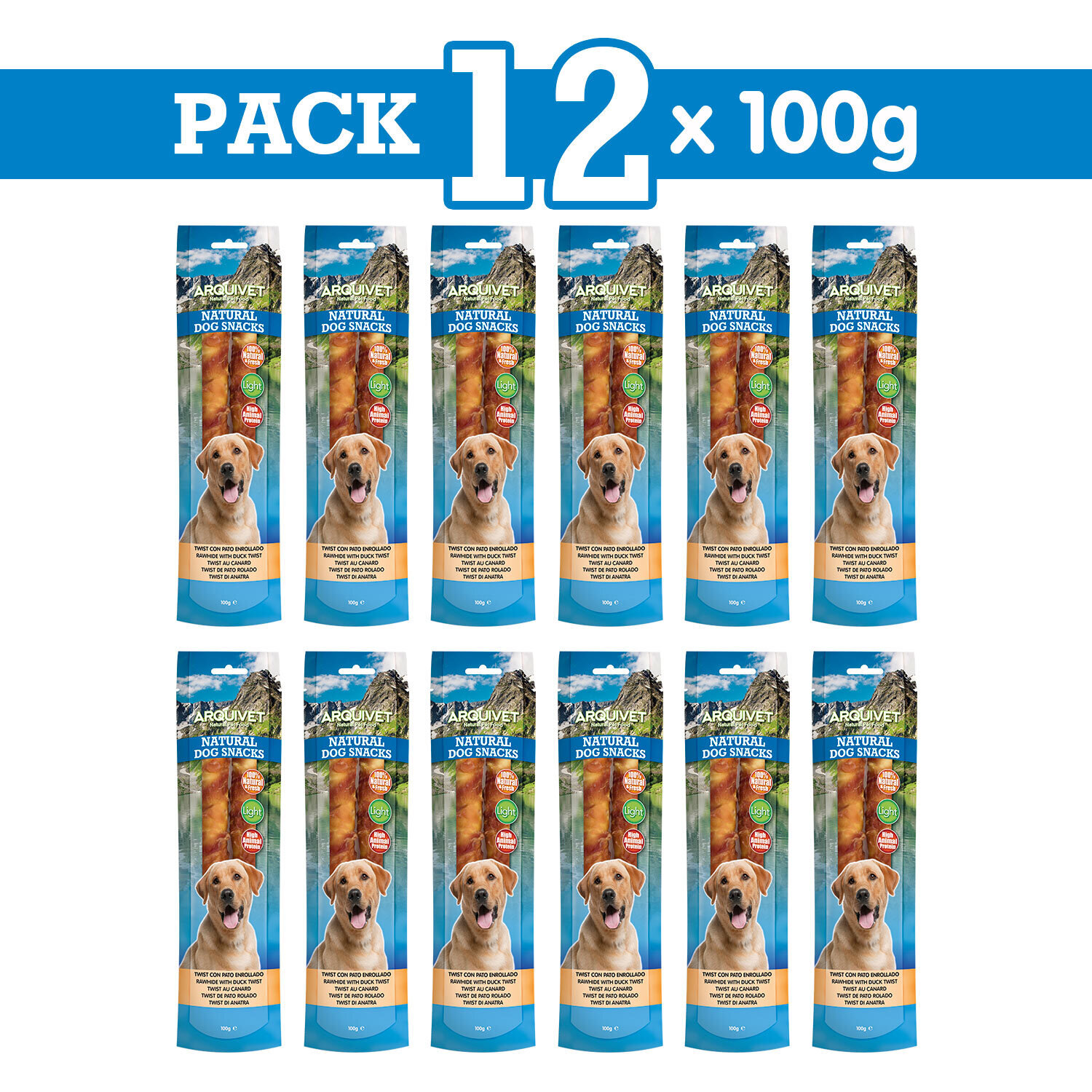 Pack 12 Snacks Twist con pato enrollado 24cm 100 g