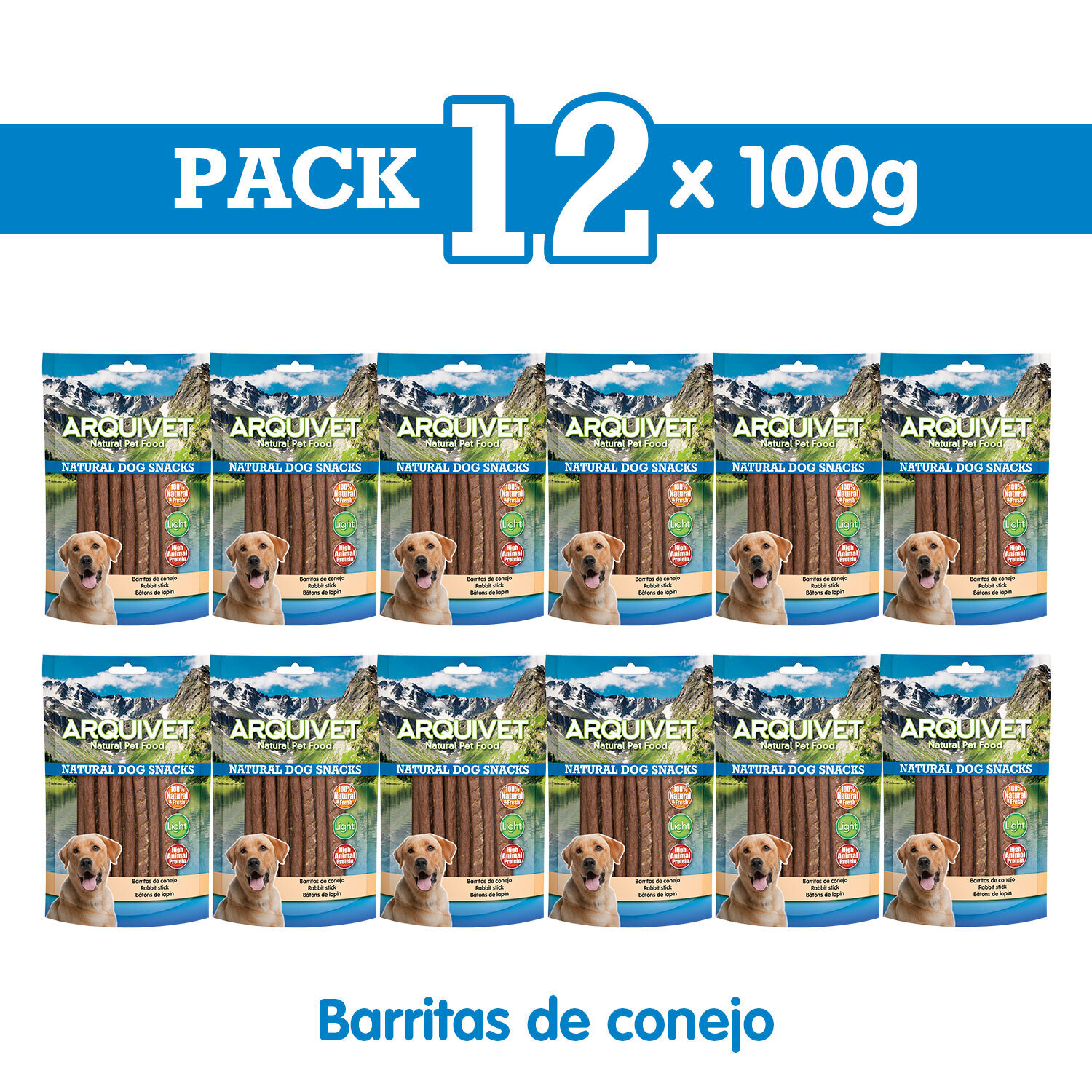 Pack 12 Snacks Barritas de conejo 100 g Pack 12 Snacks Barritas de conejo 100 g