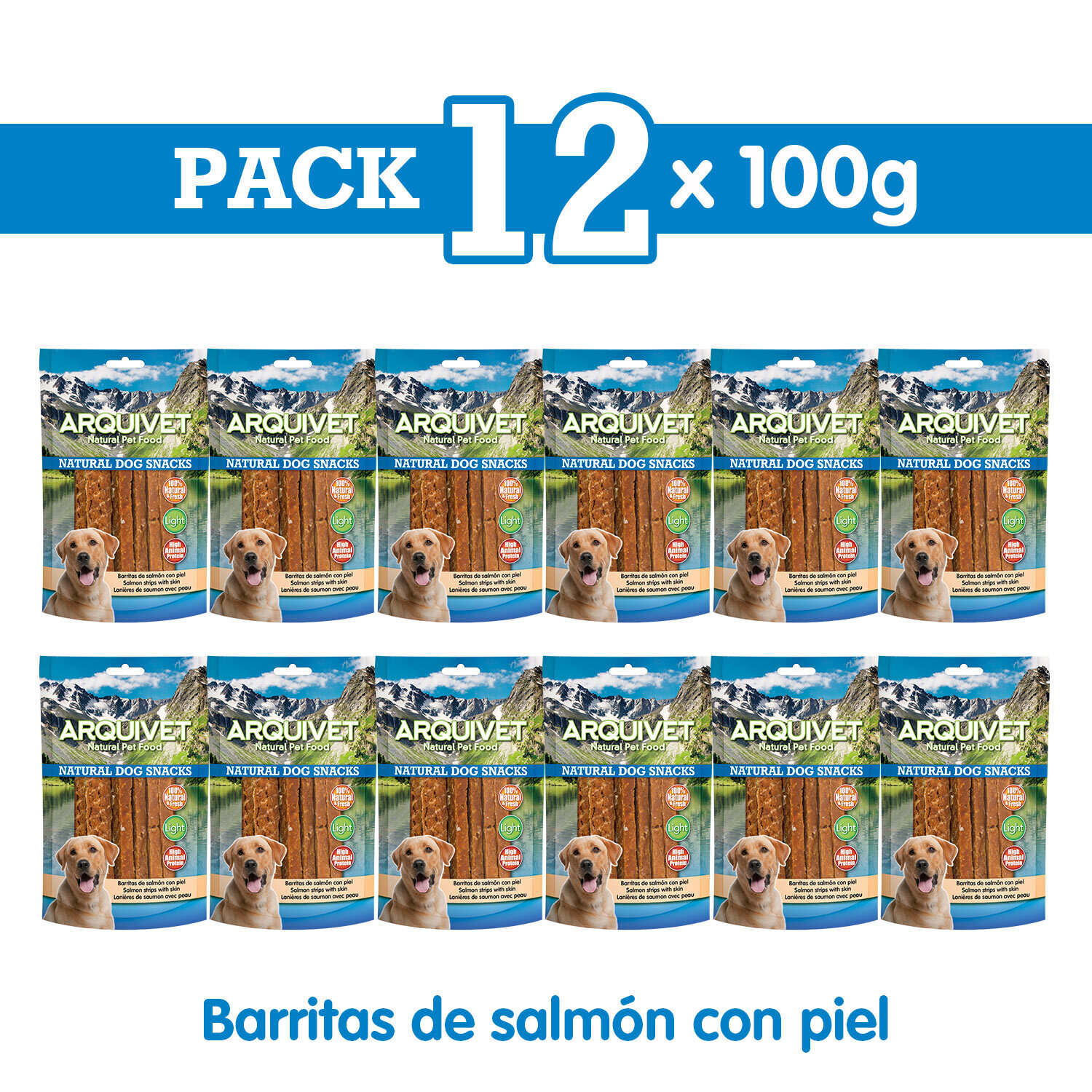 Pack 12 Snacks barritas de salm�n con piel 100 g