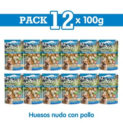 Pack 12 Snacks Huesos nudo con pollo 100 g