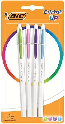 BIC Cristal Up bolígrafos punta media (1,2 mm) – colores de Moda Surtidos,  4 unidades