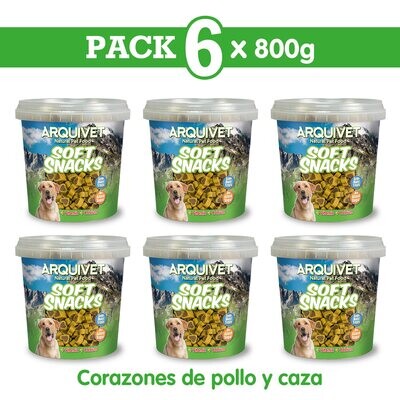 Pack  6 Corazones de pollo y caza 800 gr