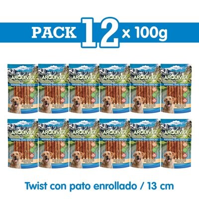 Pack 12 Snacks Twist con pato enrollado 13cm 100 g
