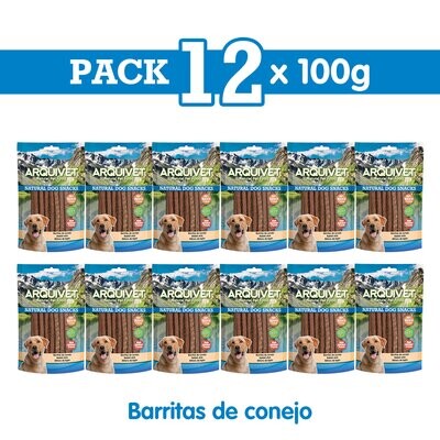 Pack 12 Snacks Barritas de conejo 100 g