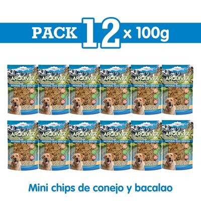 Pack 12 Snacks chips de conejo y bacalao 100 g