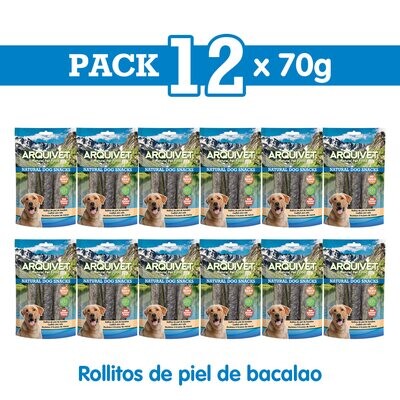 Pack 12 Snacks Rollitos de piel de bacalao 70 g