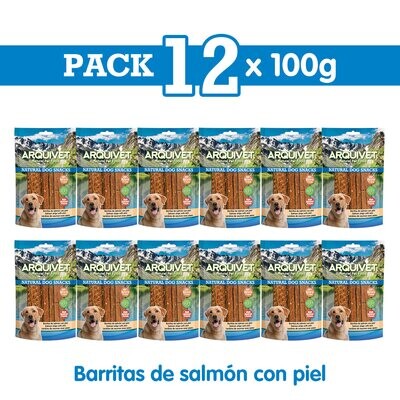 Pack 12 Snacks barritas de salm�n con piel 100 g