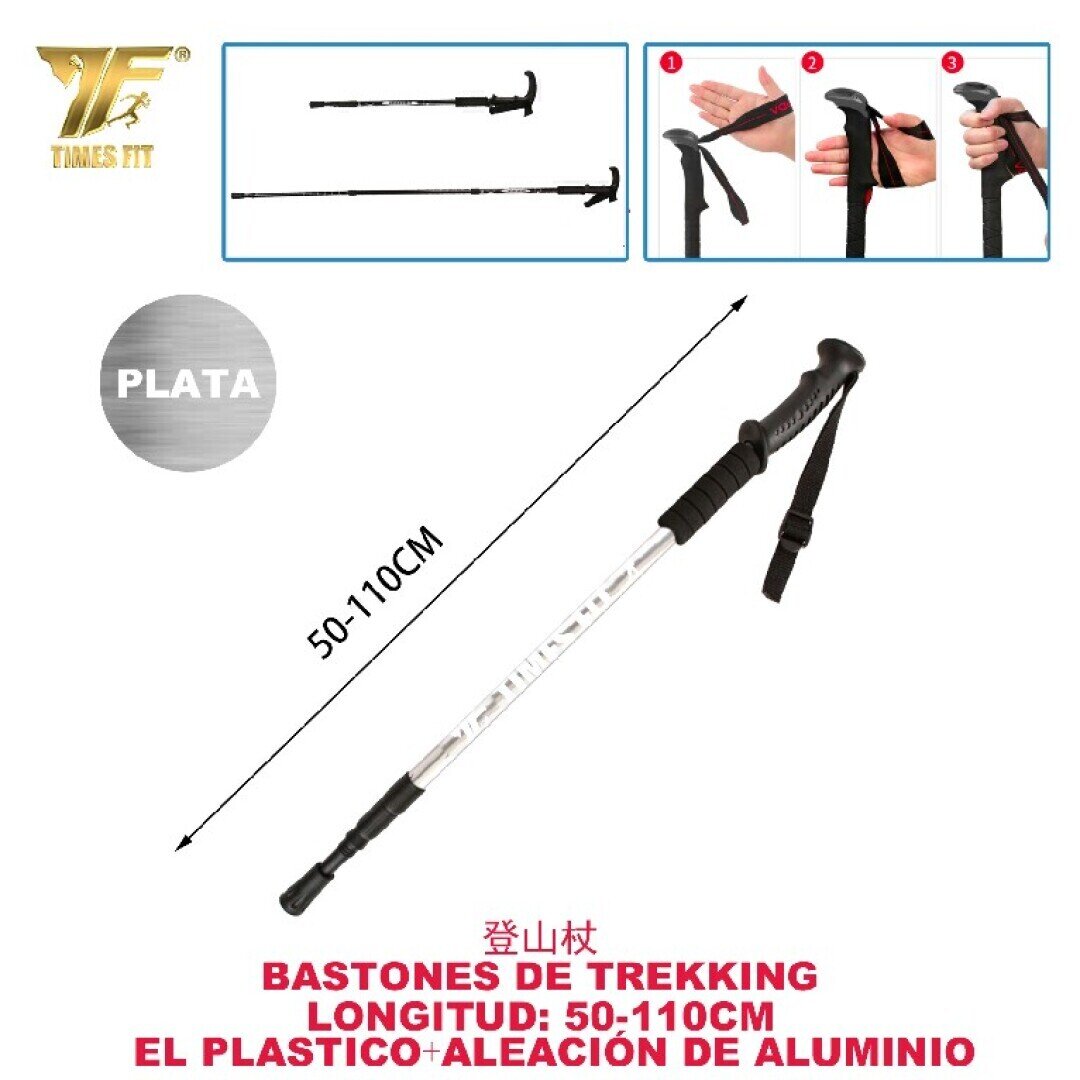 BASTONES DE TREKKING PLATA 50-110CM
