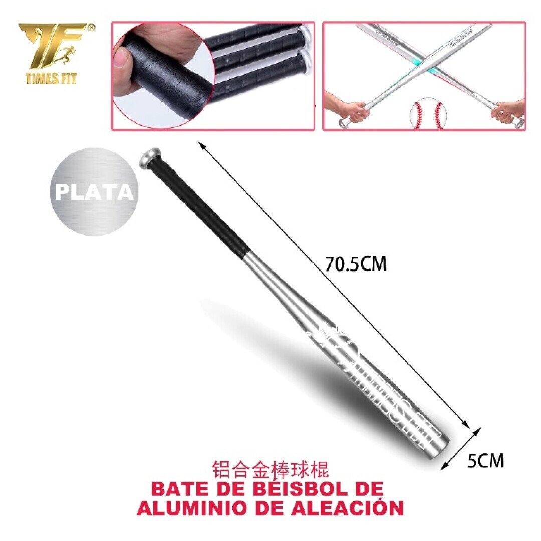 BATE DE BEISBOL DE ALUMINIO 69CM PLATA