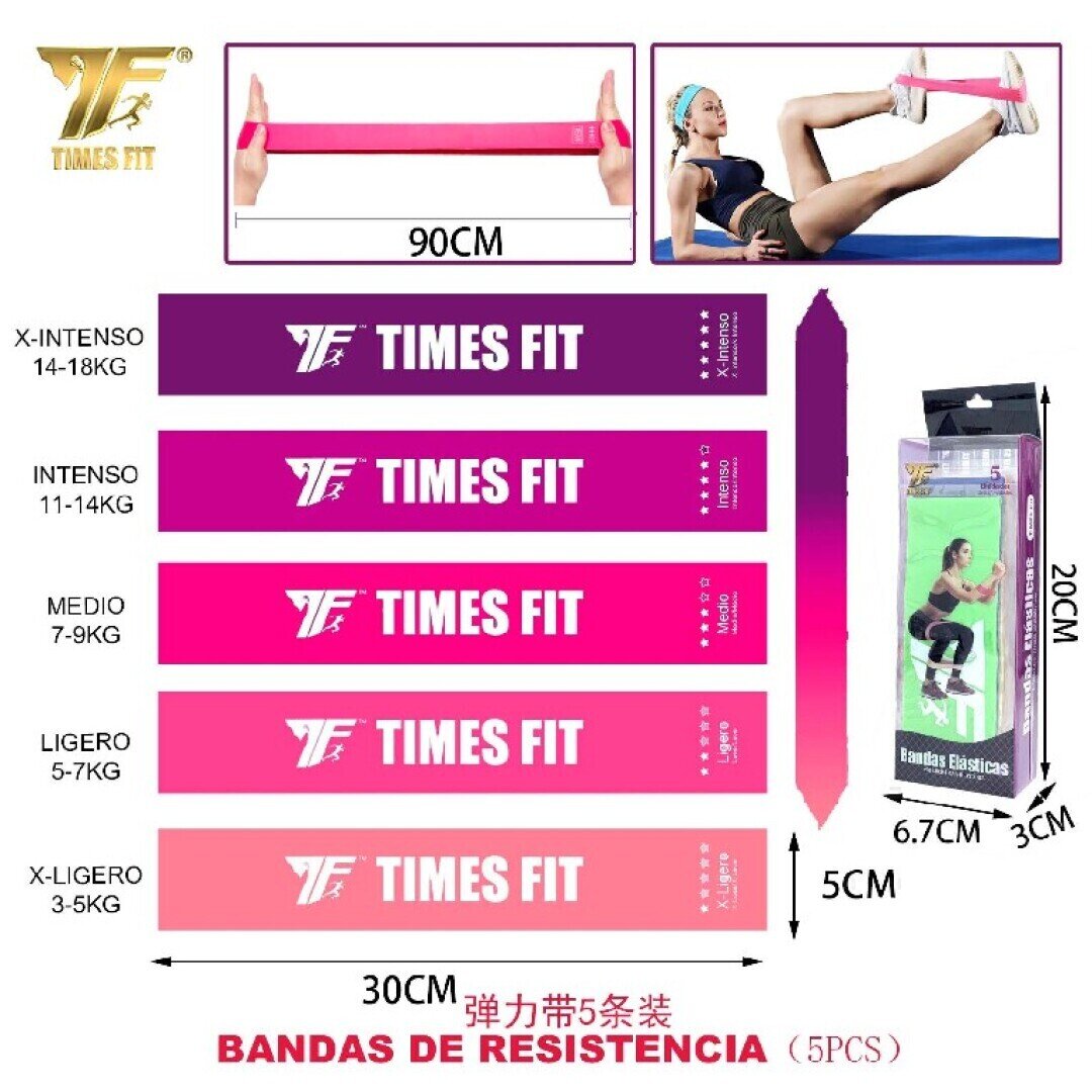 BANDAS DE RESISTENCIA ROSA 5PCS