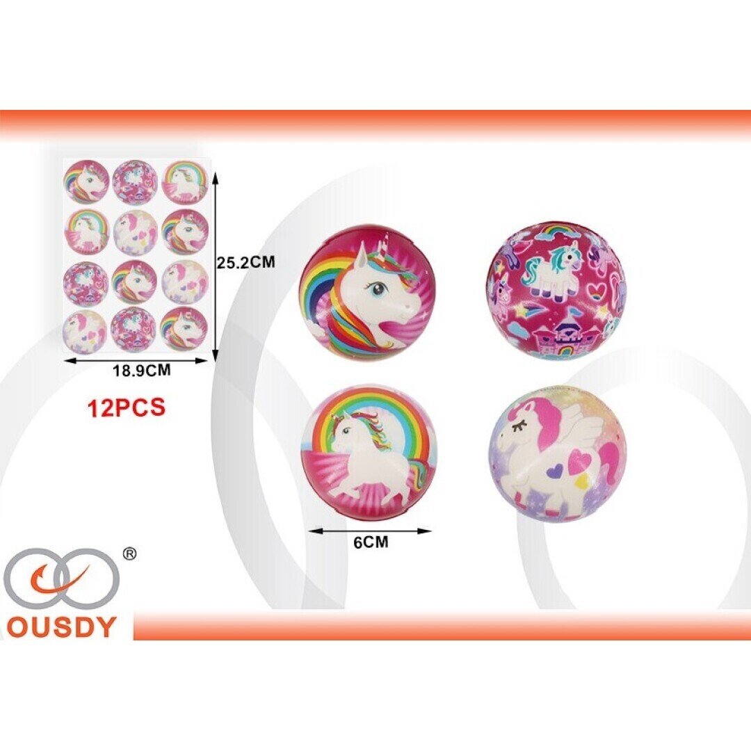 PELOTA CON DIBUJO UNICORNIO EXP:12PCS