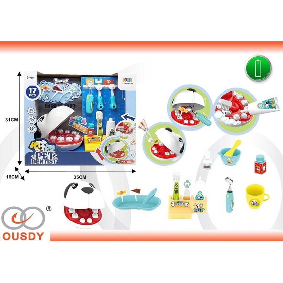 PERRO DENTISTA CON ACCESORIOS EN CAJA