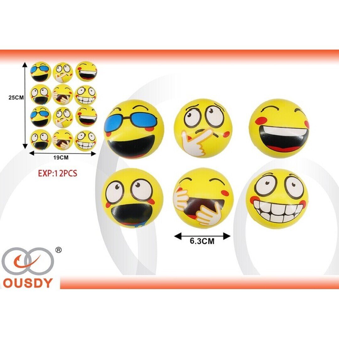 PELOTA CON DIBUJO EMOJI  EXP:12PCS