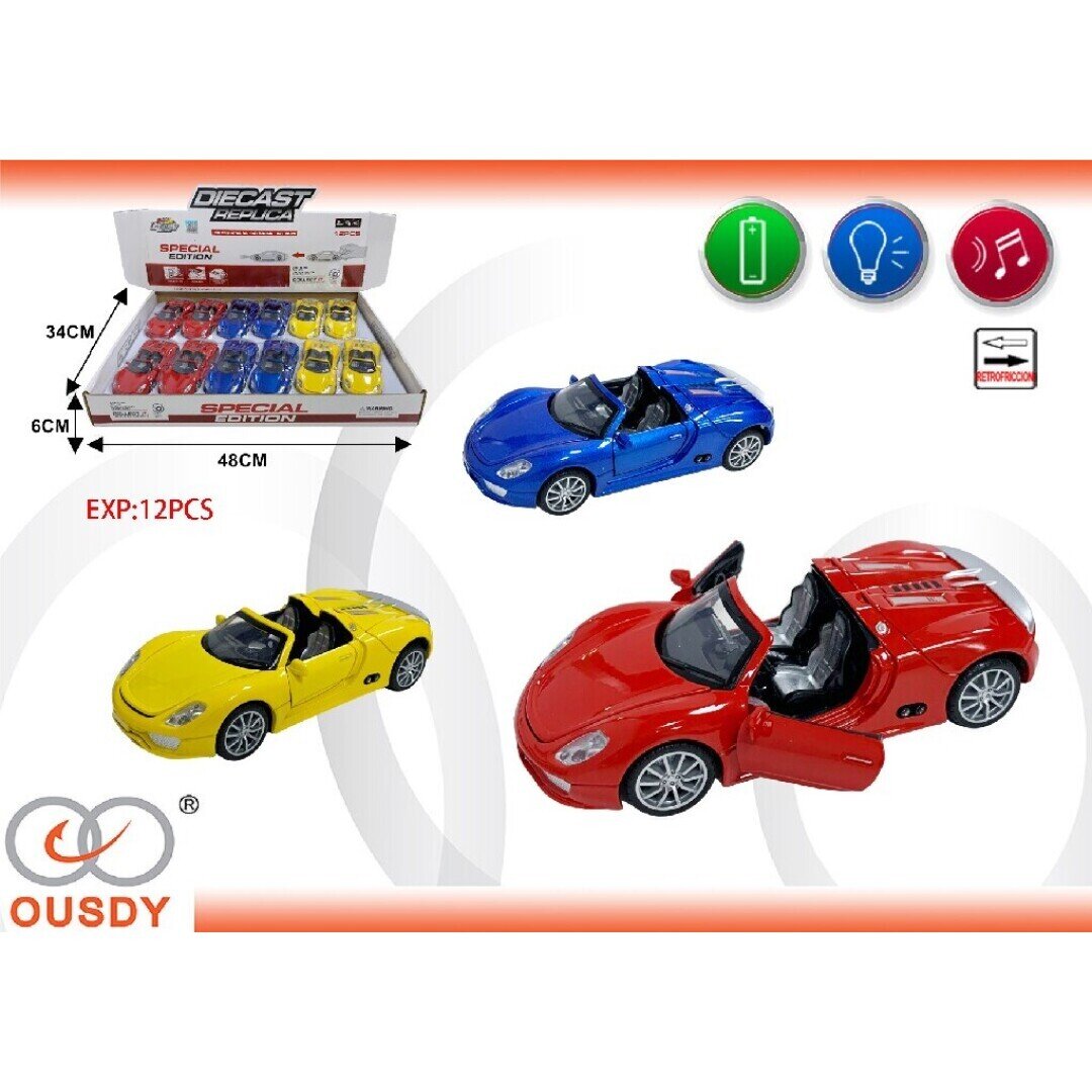 COCHE METALICO SONIDO Y LUCES EXP:12PCS