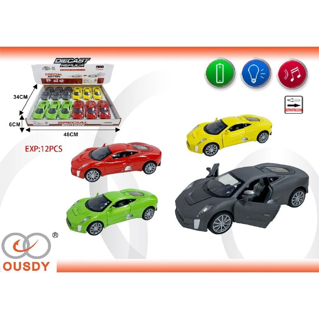 COCHE METALICO CON SONIDO Y LUCES EXP:12PCS