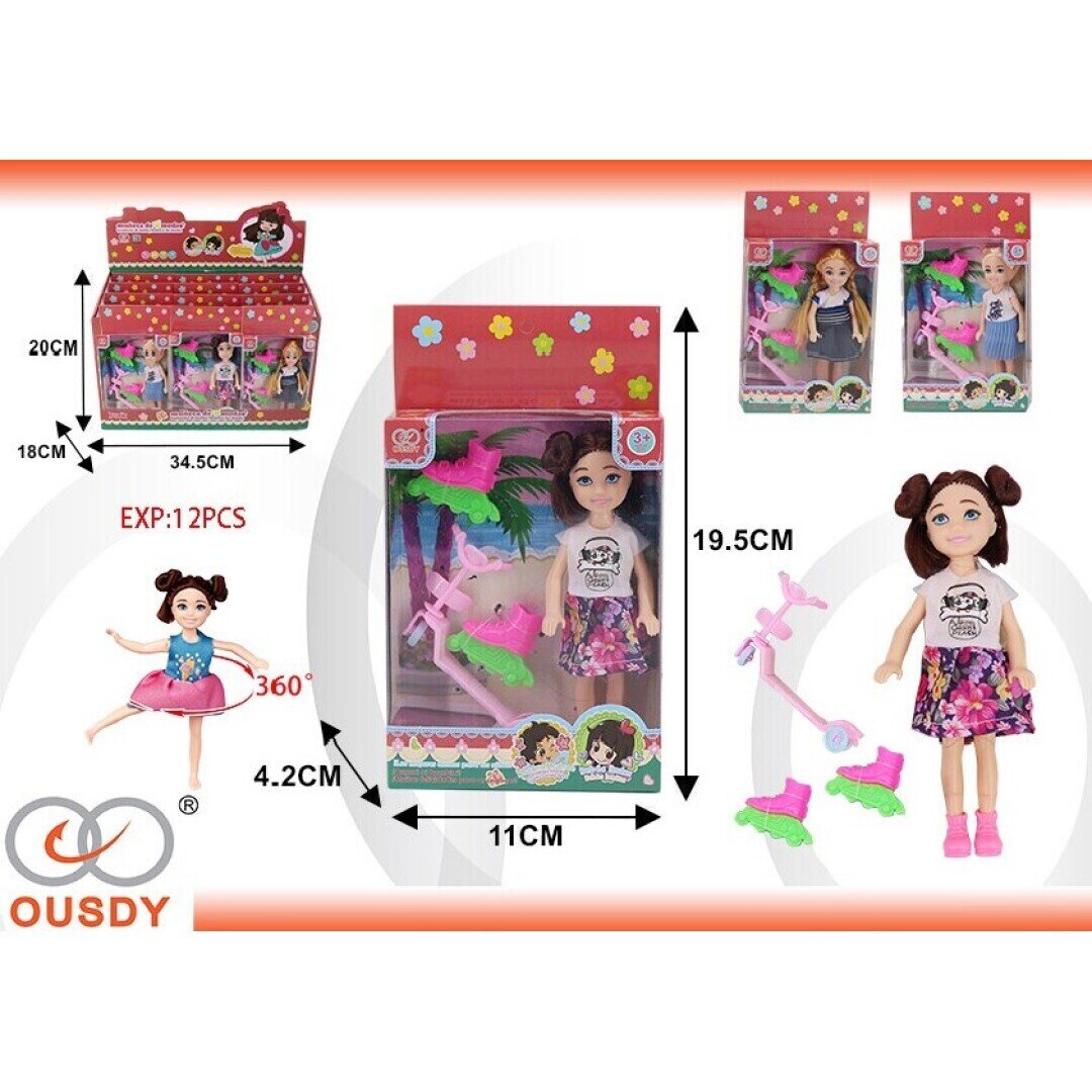 MUNECA CON PATINETE  EXP:12PCS