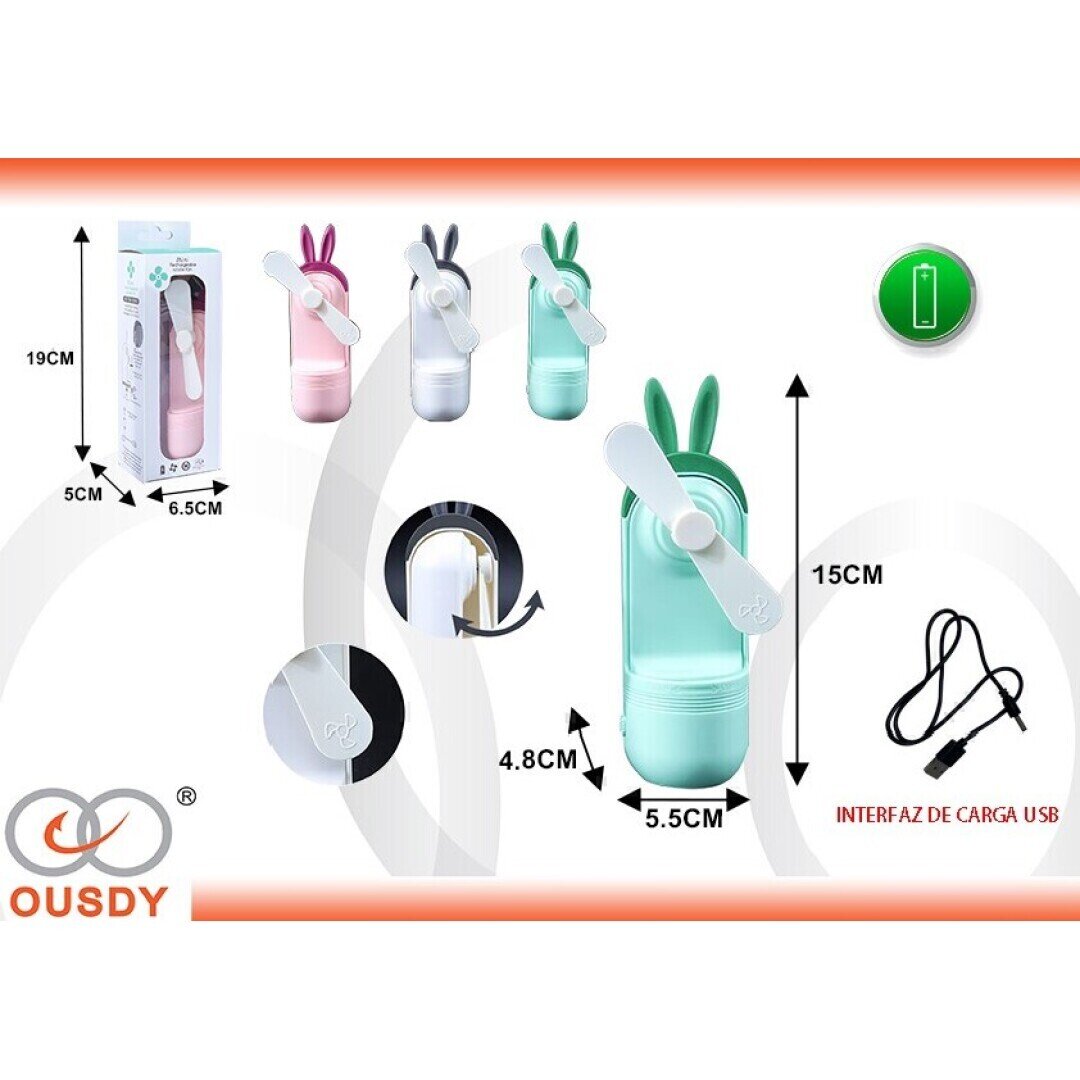 MINI VETILADOR FORMA CONEJO CON USB