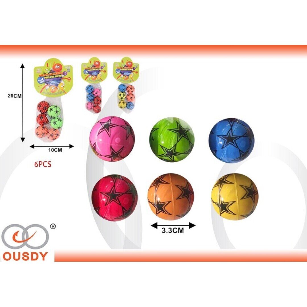 BOLSA DE 6 PELOTA SALTARINA ESTRELLA