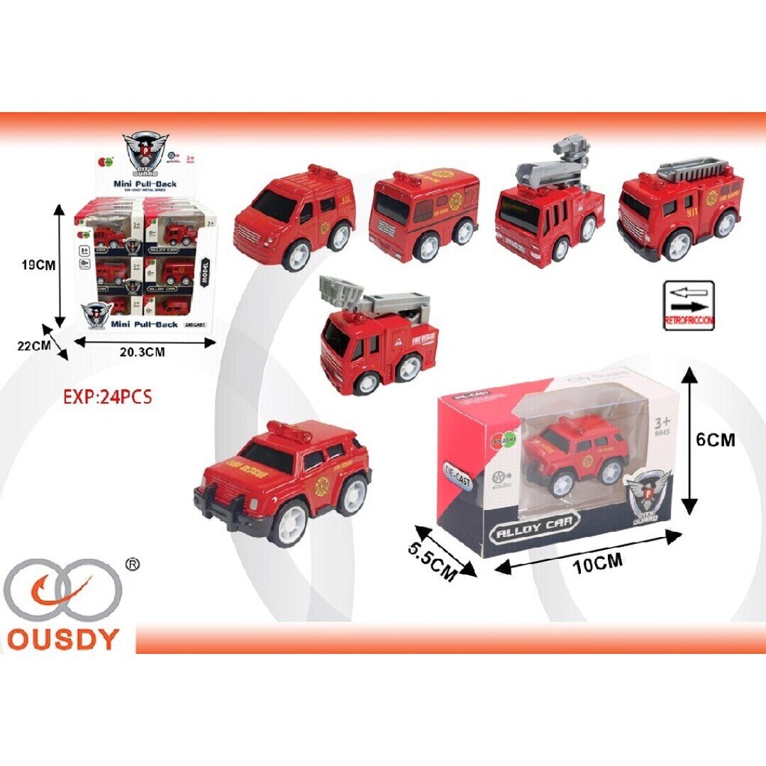 COCHE BOMBERO METALICO FRICCION EXP:24PCS