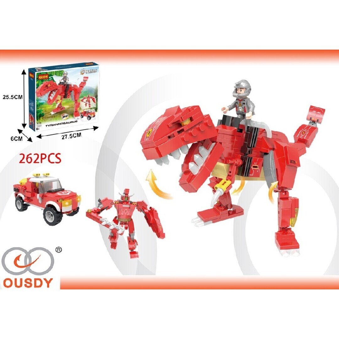 PUZZLE DE BLOQUE DINOSAURIO 3 EN 1 262PCS